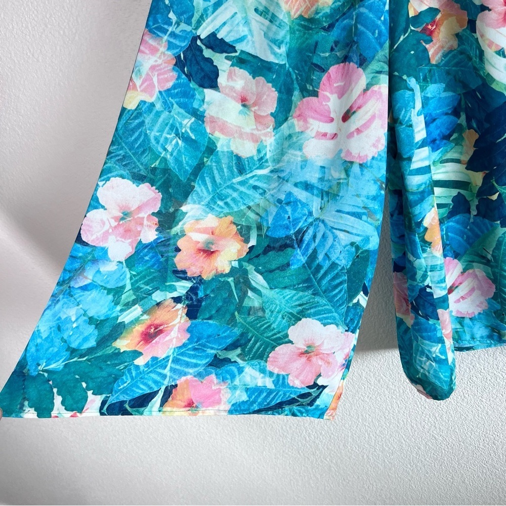 Show Me Your Mumu‎ Tropical Floral Palazzo Pants Blue Pink Hibiscus Boho Resort - Picture 4 of 14